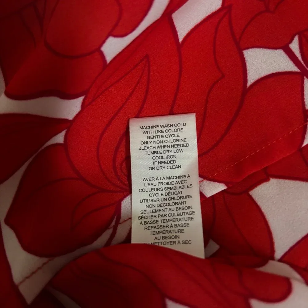 T Tahari Women’s Red & White Floral Lined Tank Top - Size L‎ - Picture 7 of 7